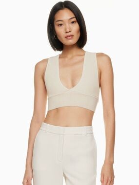 Babaton Sculpt Knit Deep V Tank Size XS Light Grey Aritzia